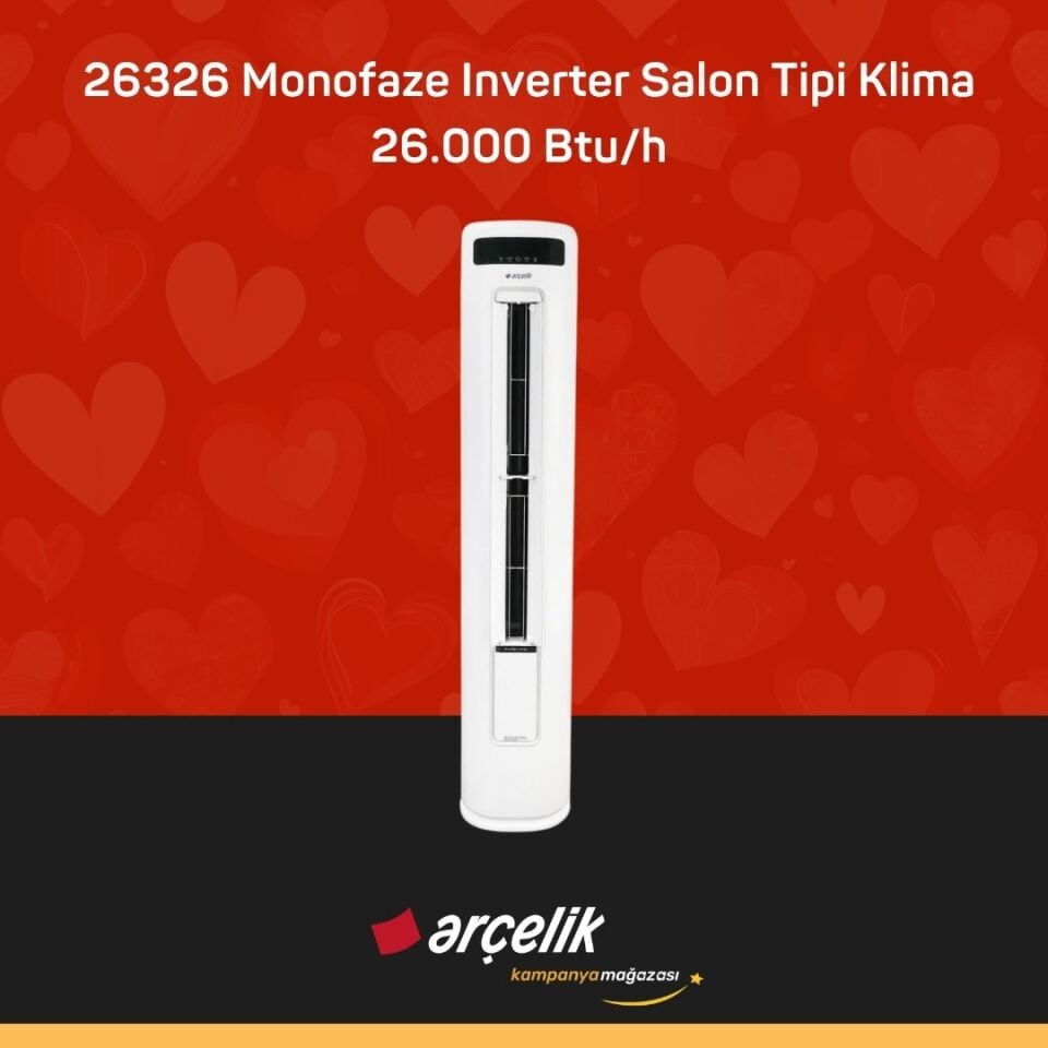 ARÇELİK 26326 Monofaze Inverter Salon Tipi Klima 26.000 Btu/h Salon Tipi Klima