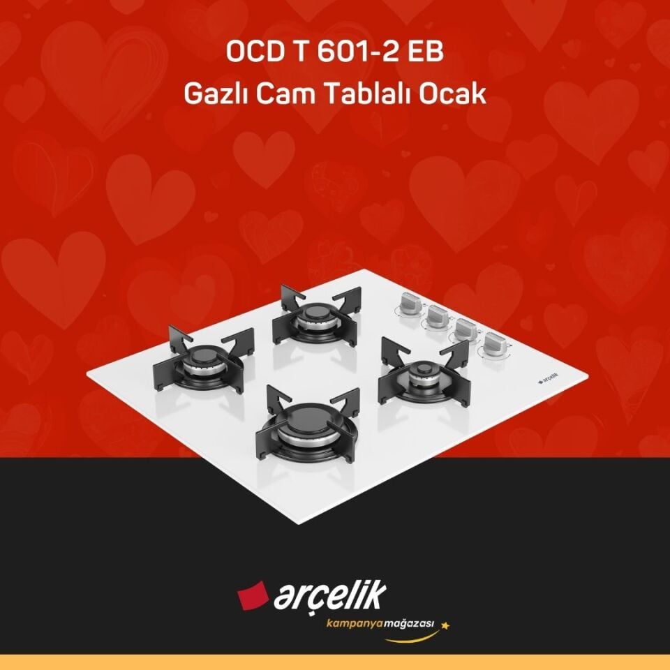 ARÇELİK OCD T 601-2 EB Gazlı Cam Tablalı Ocak
