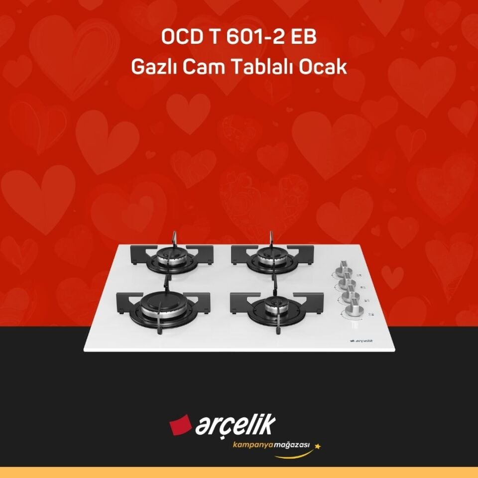 ARÇELİK OCD T 601-2 EB Gazlı Cam Tablalı Ocak