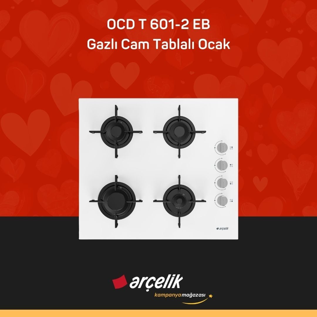ARÇELİK OCD T 601-2 EB Gazlı Cam Tablalı Ocak