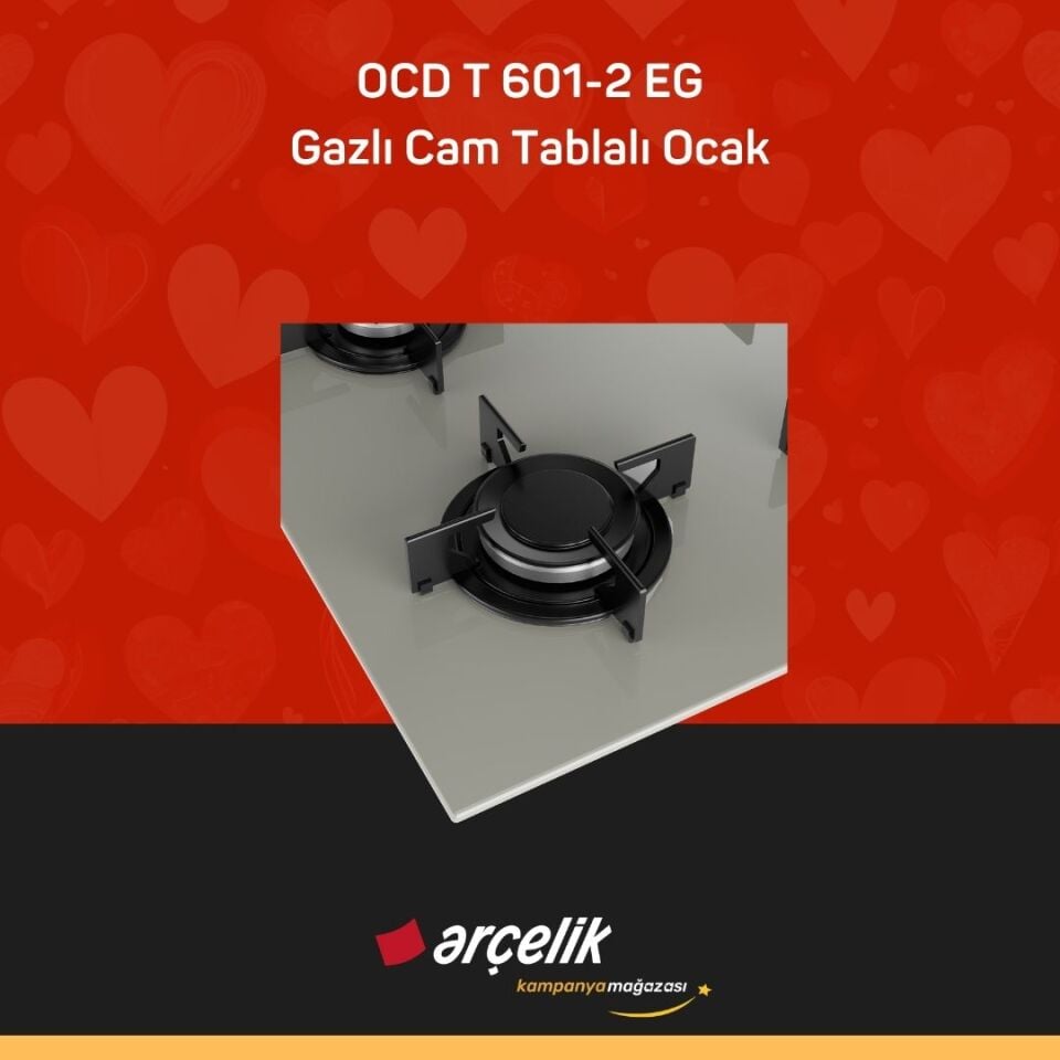 ARÇELİK OCD T 601-2 EG Gazlı Cam Tablalı Ocak