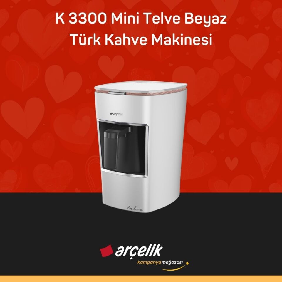 ARÇELİK K 3300 Mini Telve Beyaz Türk Kahve Makinesi