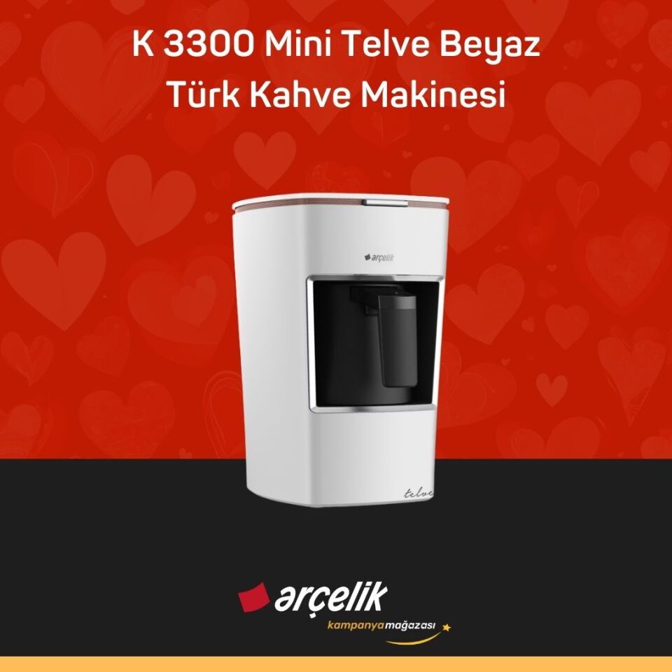 ARÇELİK K 3300 Mini Telve Beyaz Türk Kahve Makinesi