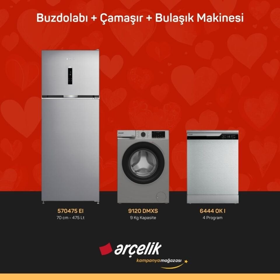 ARÇELİK 3'lü Çeyiz Paketi ( 570475 EI - 9120 DMXS - 6444 OK I )