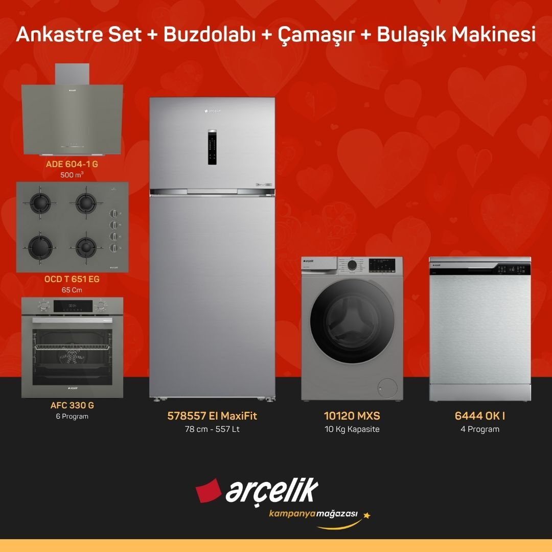 ARÇELİK 6'lı Çeyiz Paketi ( 578557 EI MaxiFit - 10120 MXS - 6444 OK I - ADE 604-1 G - AFC 330 G - OCD T 651 EG )