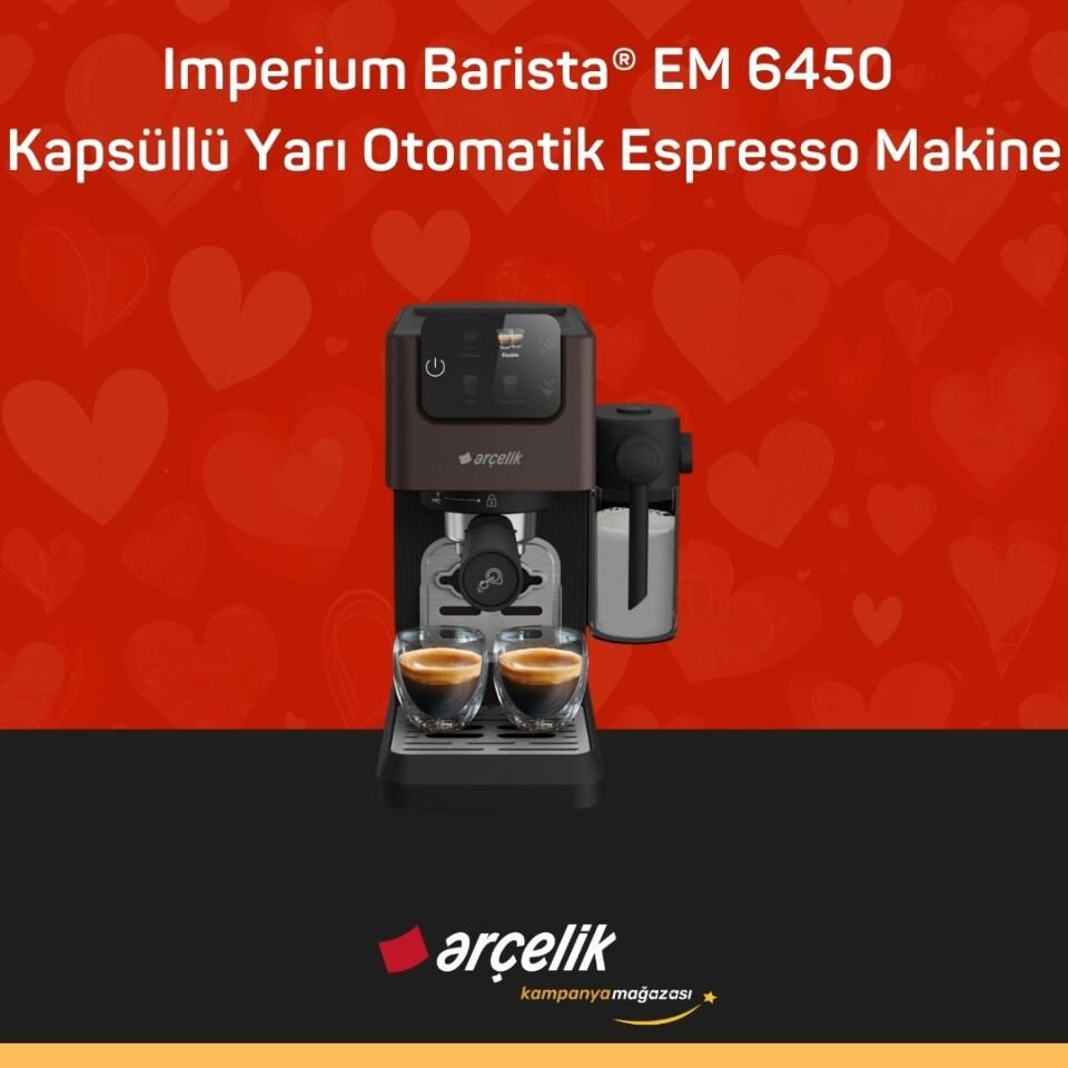ARÇELİK Imperium Barista® EM 6450 Kapsüllü Yarı Otomatik Espresso Makinesi