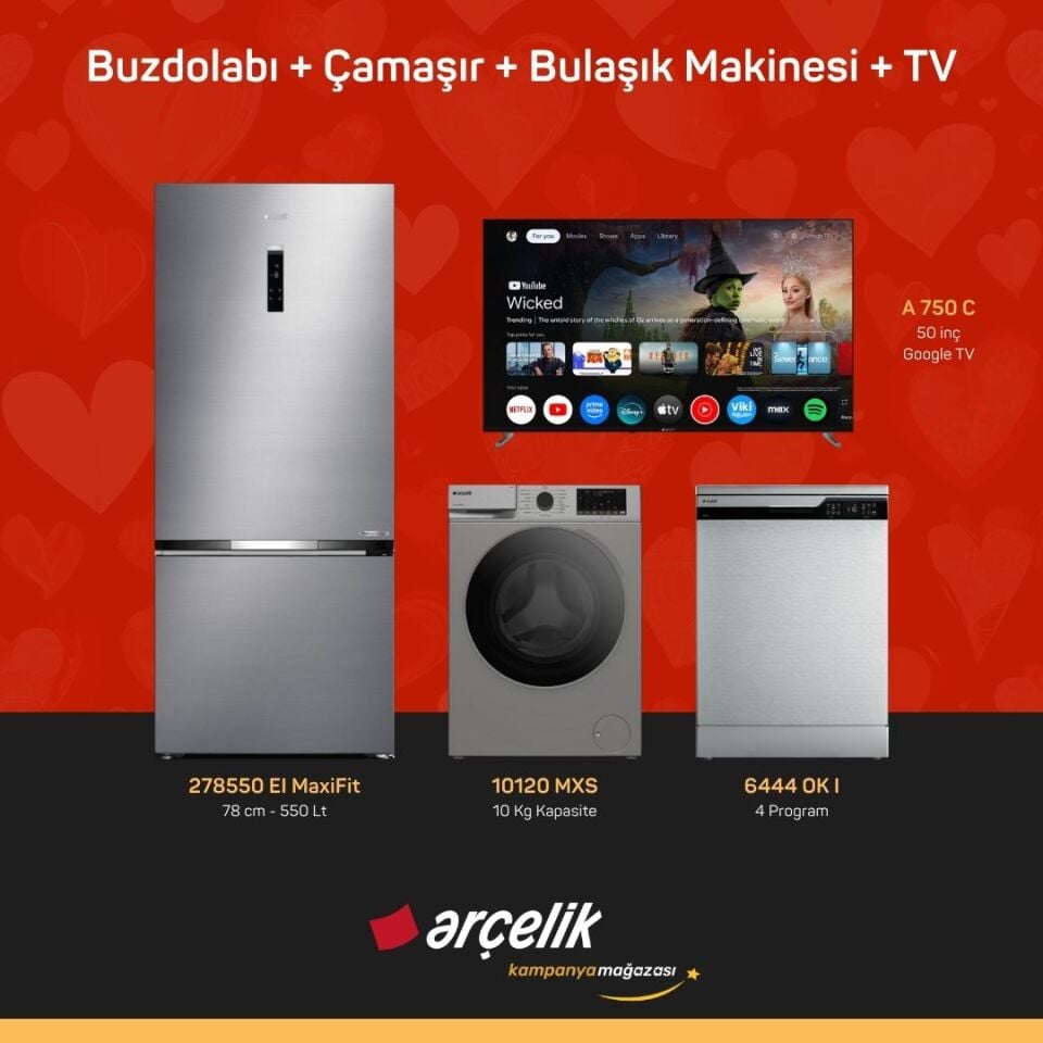 ARÇELİK 4'lü Çeyiz Paketi ( 278550 EI MaxiFit - 10120 MXS - 6444 OK I - A 750 C )