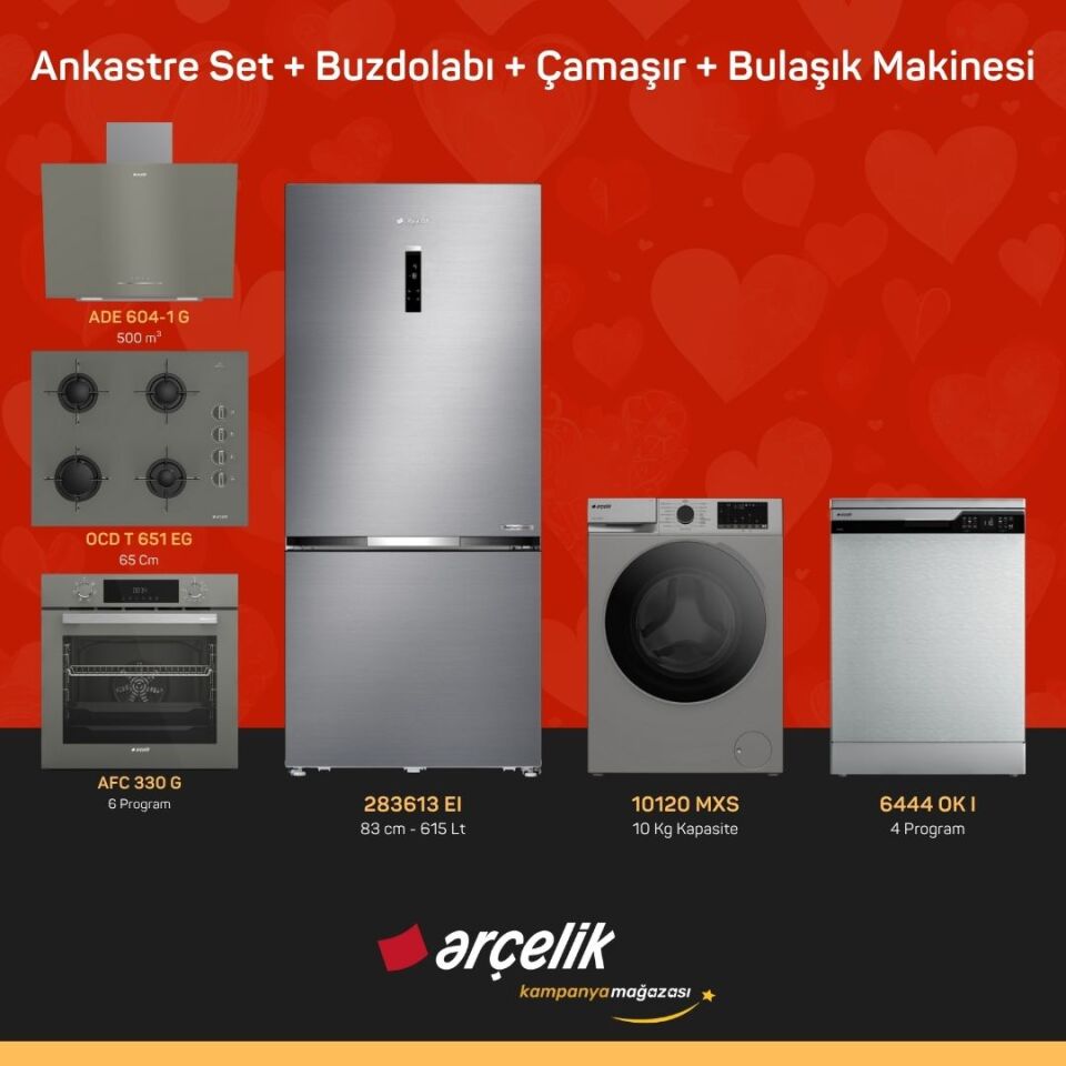 ARÇELİK 6'lı Çeyiz Paketi ( 283613 EI - 10120 MXS - 6444 OK I - ADE 604-1 G - AFC 330 G - OCD T 651 EG )