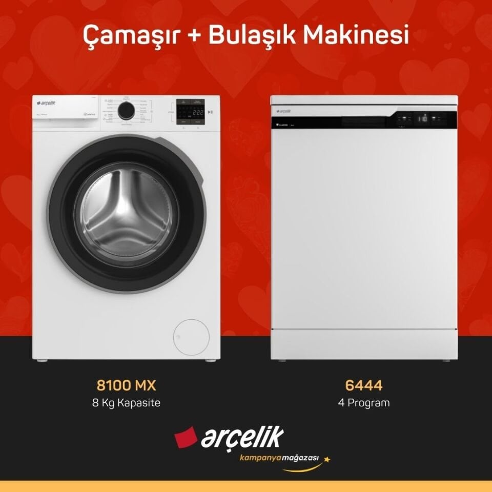ARÇELİK 8100 MX Çamaşır Makinesi - 6444 Bulaşık Makinesi