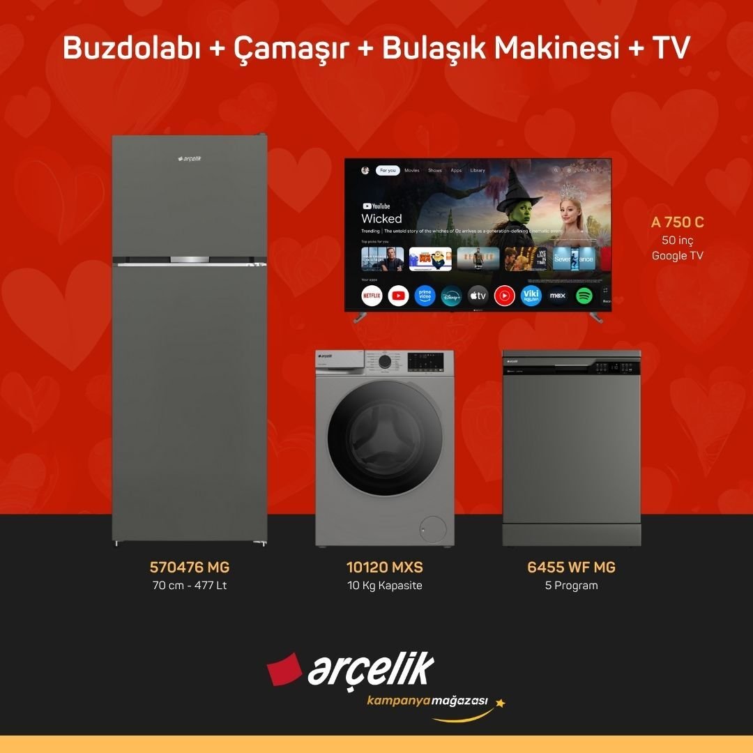 ARÇELİK 4'lü Çeyiz Paketi ( 570476 MG - 10120 MXS - 6455 WF MG - A 750 C )