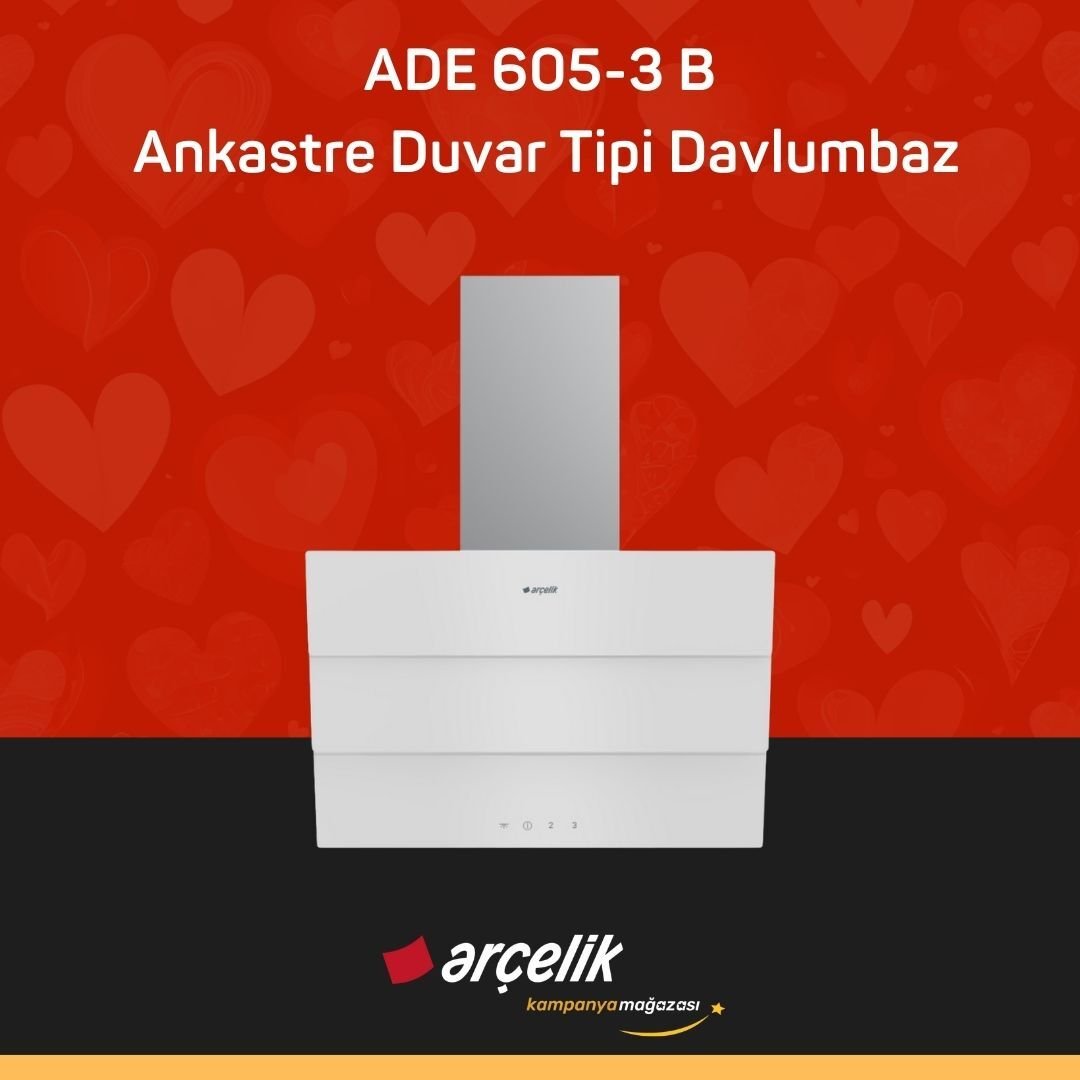 ARÇELİK ADE 605-3 B Ankastre Duvar Tipi Davlumbaz