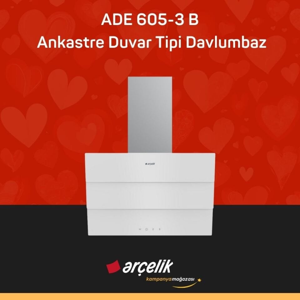 ARÇELİK ADE 605-3 B Ankastre Duvar Tipi Davlumbaz