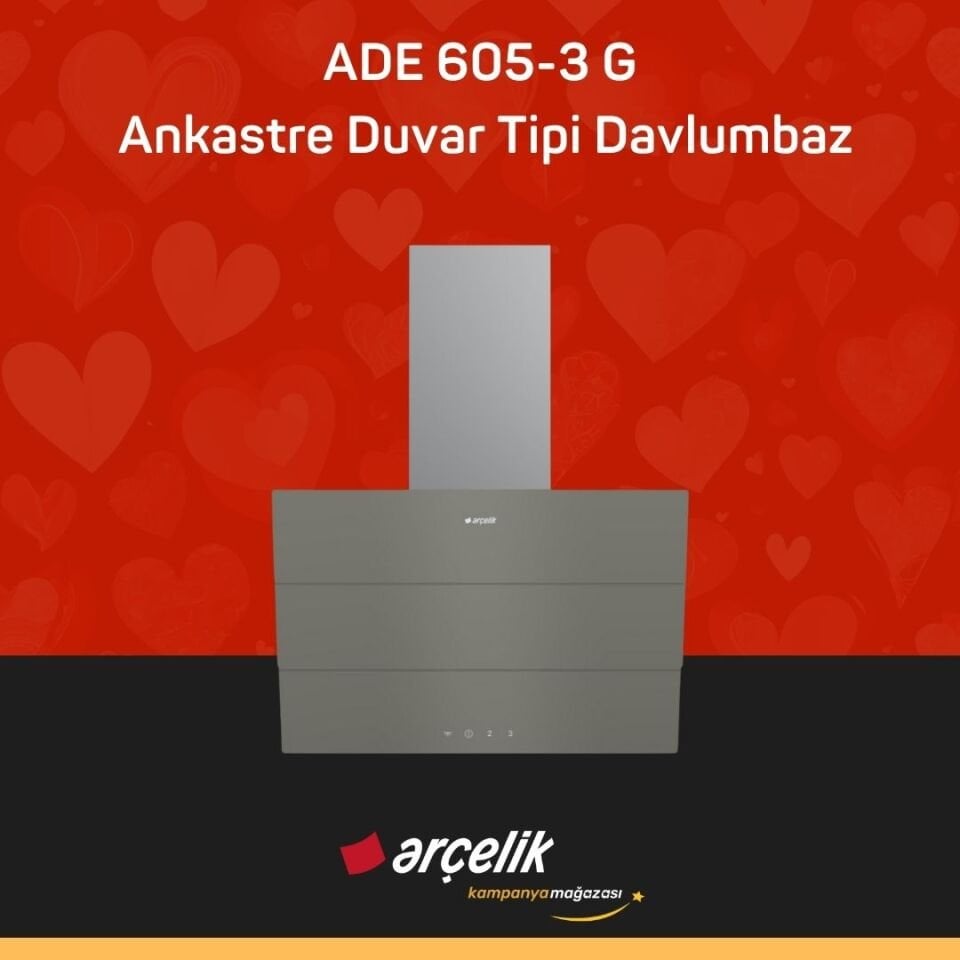 ARÇELİK ADE 605-3 G Ankastre Duvar Tipi Davlumbaz