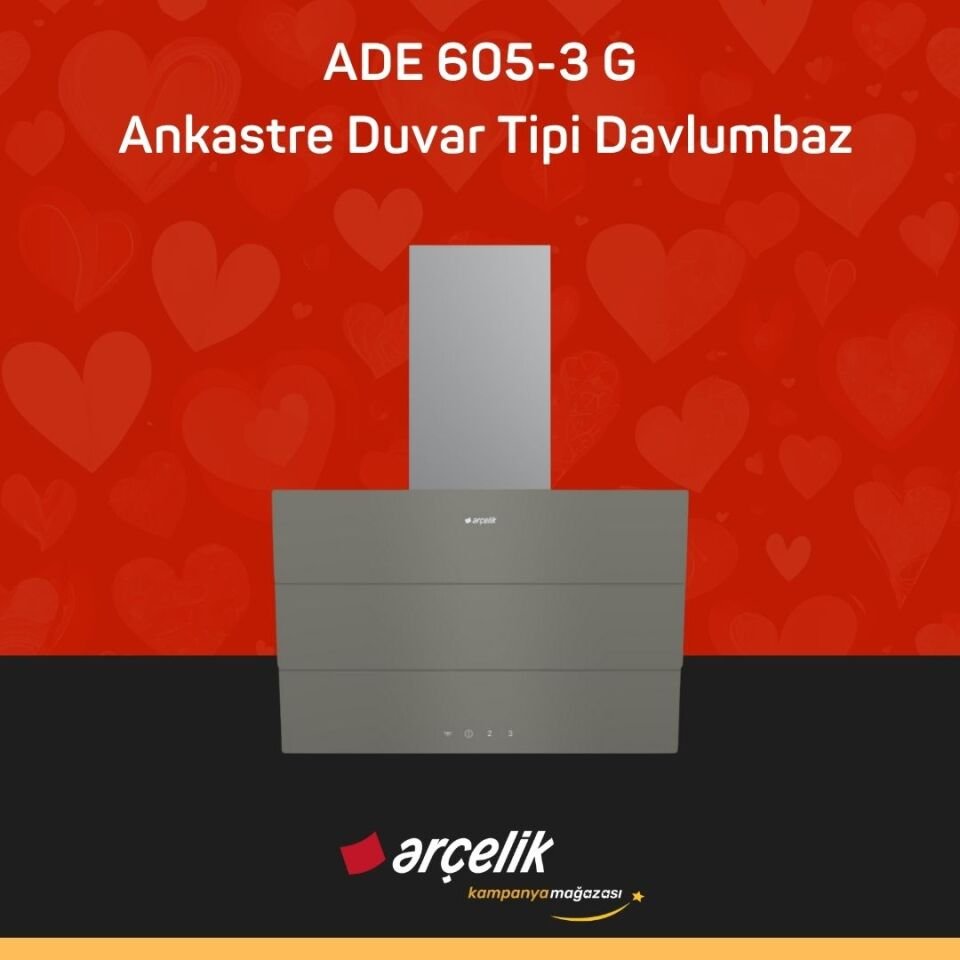 ARÇELİK ADE 605-3 G Ankastre Duvar Tipi Davlumbaz