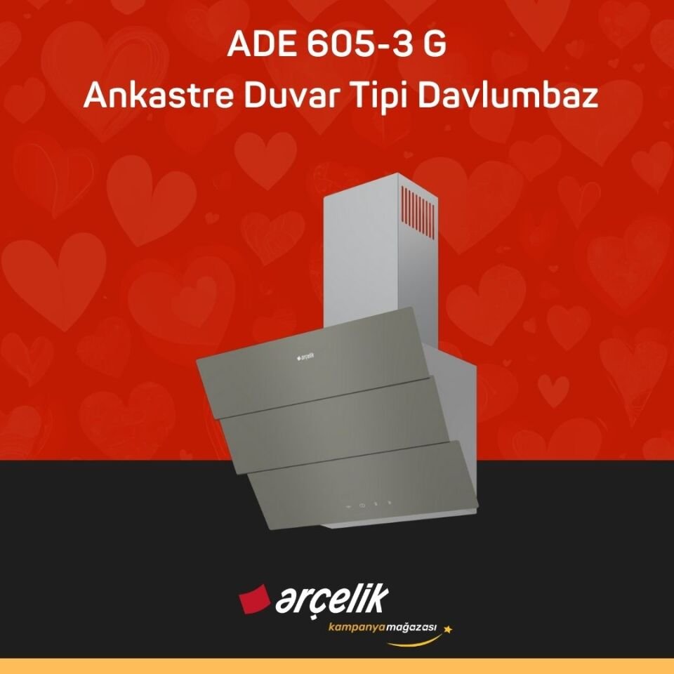 ARÇELİK ADE 605-3 G Ankastre Duvar Tipi Davlumbaz