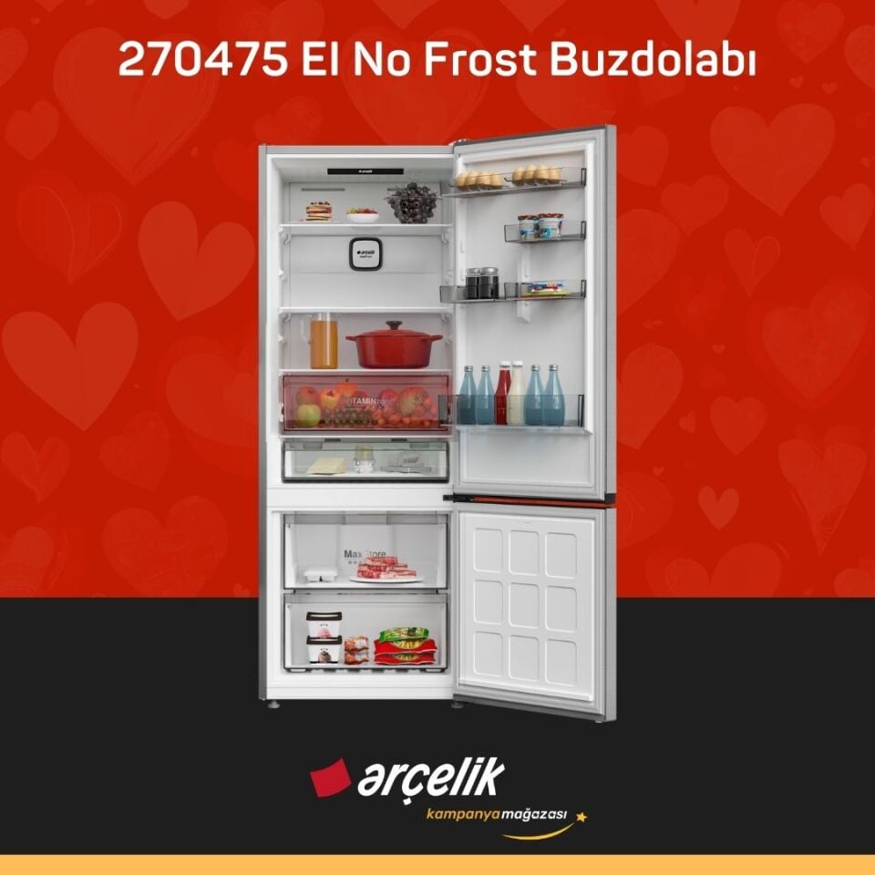 ARÇELİK 270475 EI Alttan Donduruculu Buzdolabı