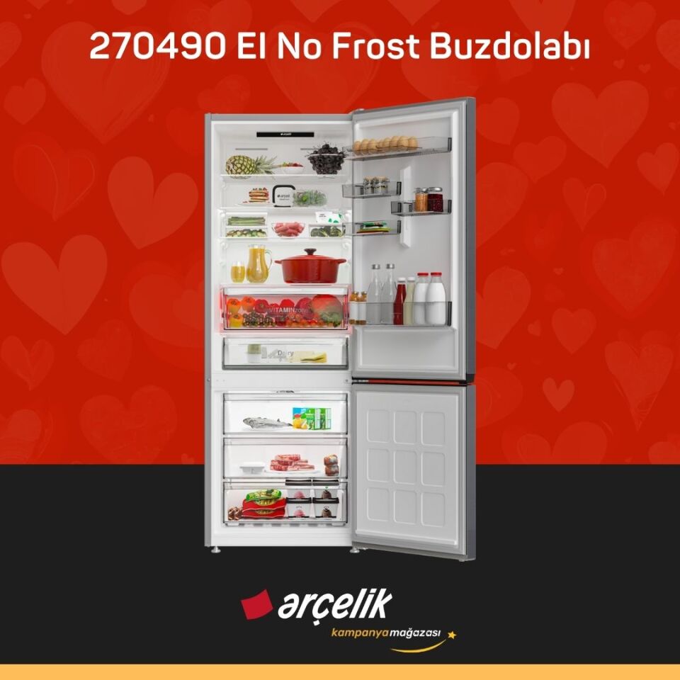 ARÇELİK 270490 EI Alttan Donduruculu Buzdolabı