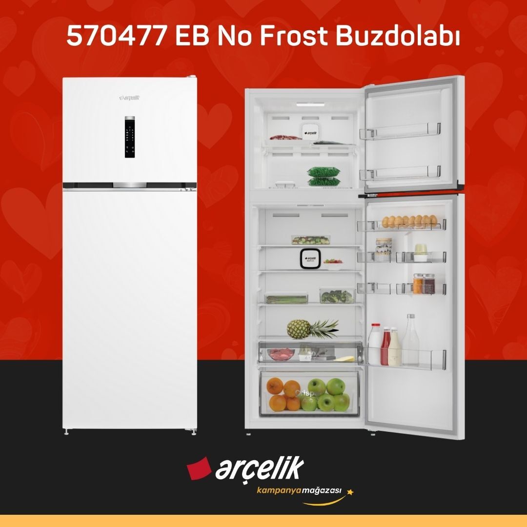 ARÇELİK 570477 EB Üstten Donduruculu Buzdolabı