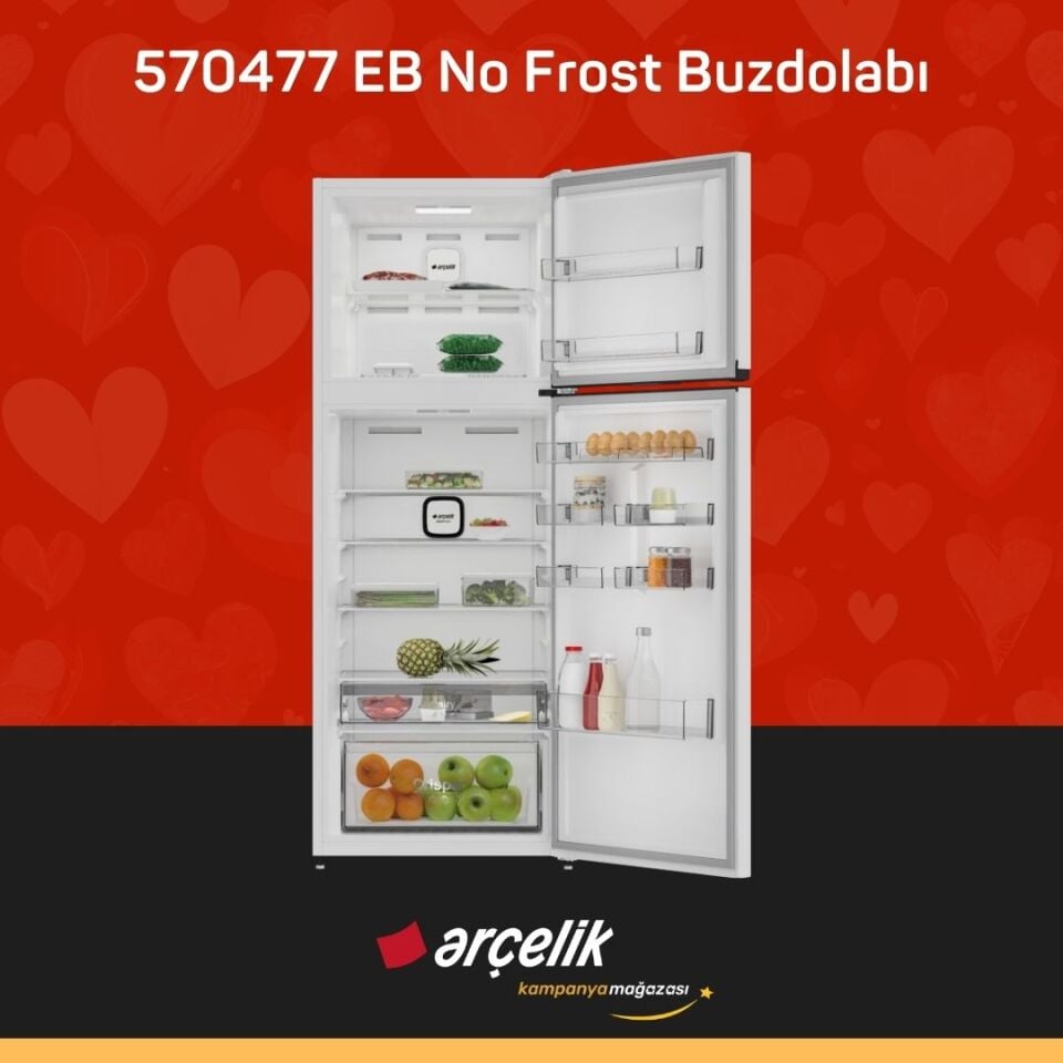 ARÇELİK 570477 EB Üstten Donduruculu Buzdolabı