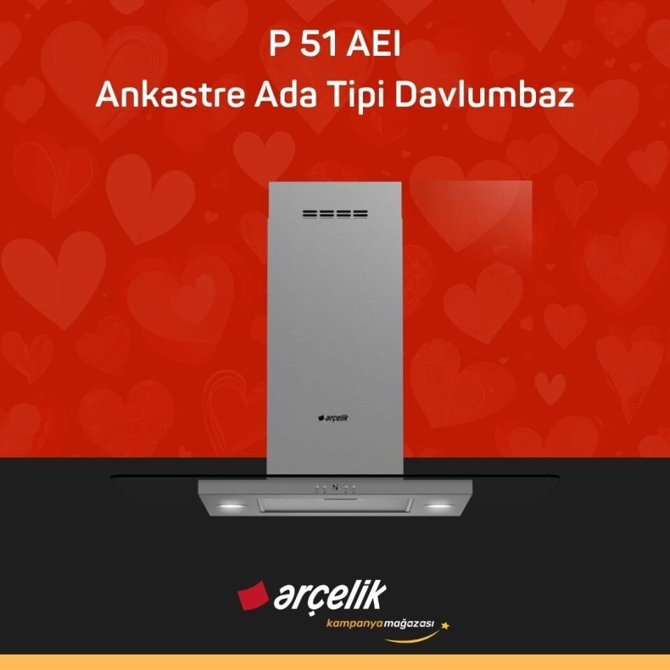 ARÇELİK P 51 AEI Ankastre Ada Tipi Davlumbaz