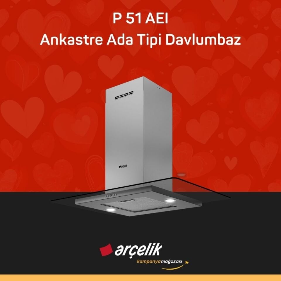 ARÇELİK P 51 AEI Ankastre Ada Tipi Davlumbaz