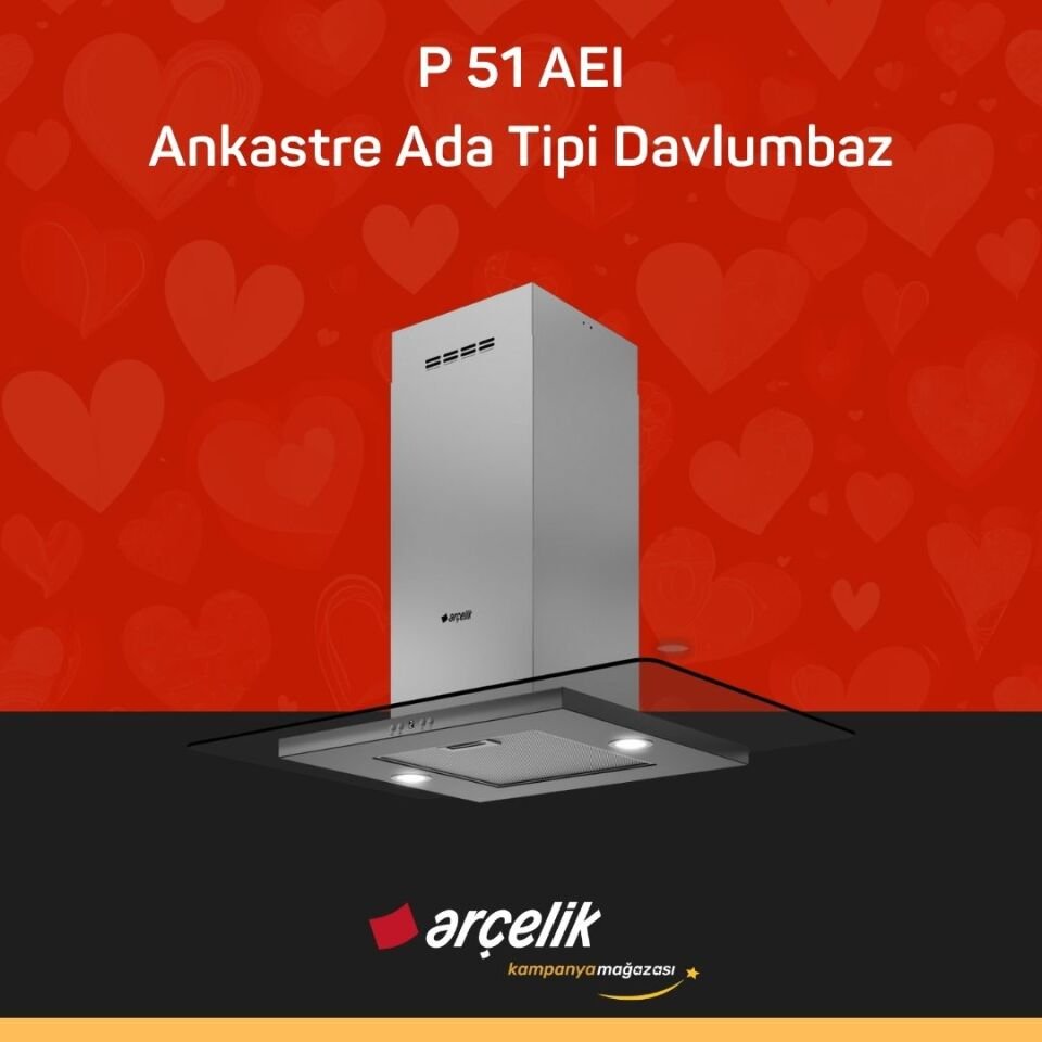 ARÇELİK P 51 AEI Ankastre Ada Tipi Davlumbaz