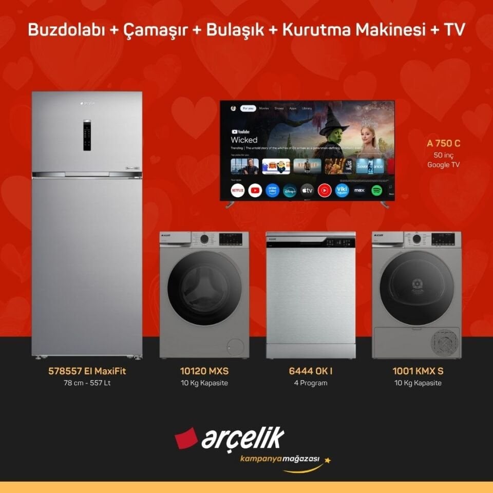 ARÇELİK 5'li Çeyiz Paketi ( 578557 EI MaxiFit - 10120 MXS - 6444 OK I - 1001 KMX S - A 750 C )