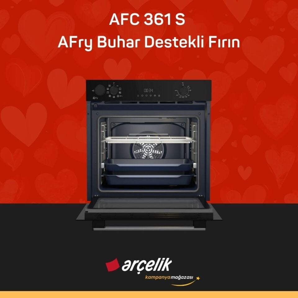 ARÇELİK AFC 361 S Fibona Serisi Ankastre Multifonksiyon Fırın AFry Buhar Destekli Fırın