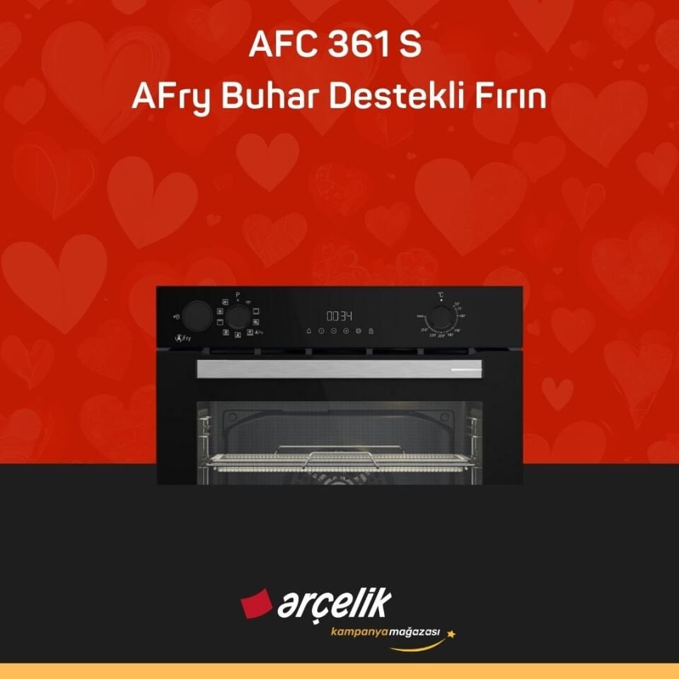 ARÇELİK AFC 361 S Fibona Serisi Ankastre Multifonksiyon Fırın AFry Buhar Destekli Fırın