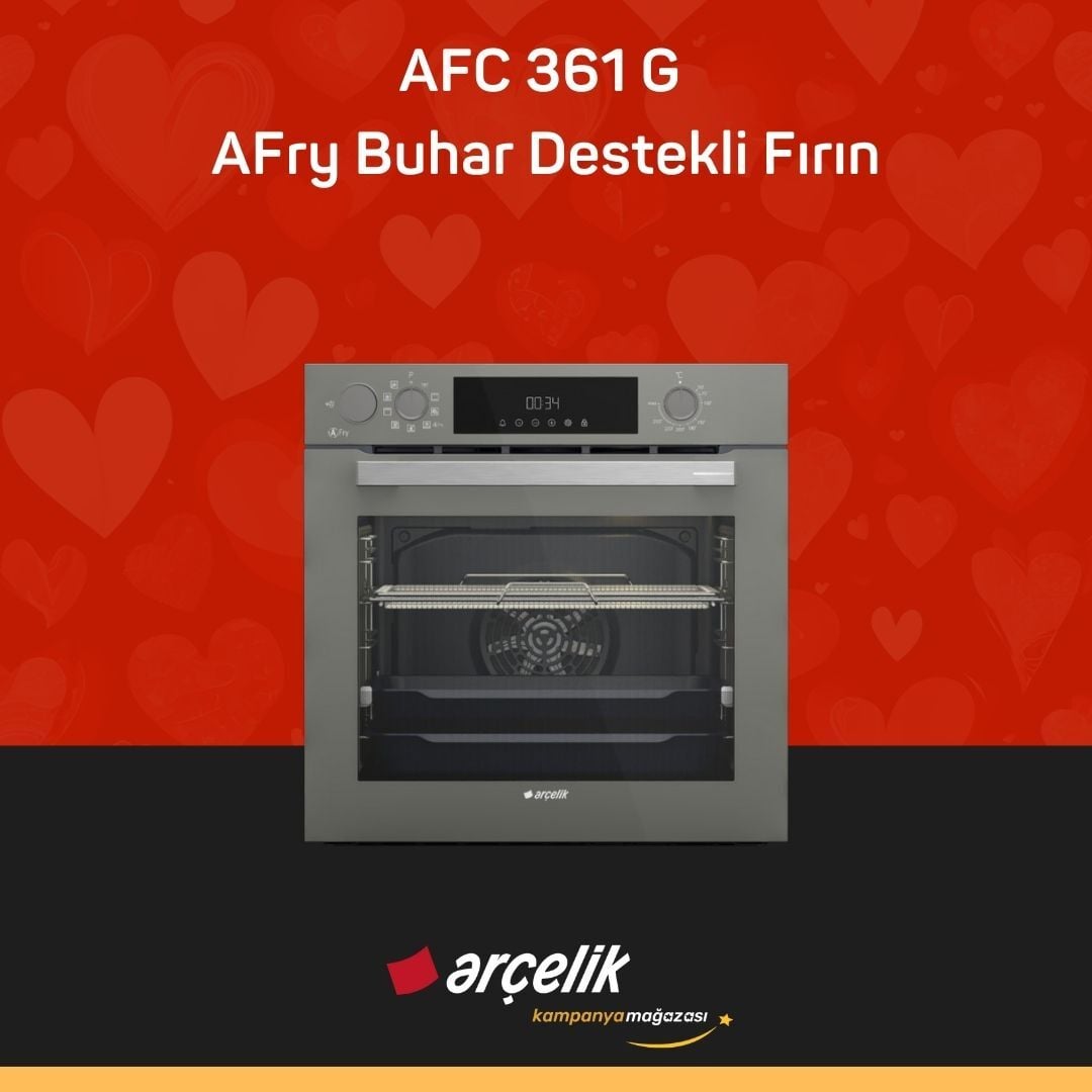 ARÇELİK AFC 361 G Fibona Serisi Ankastre Multifonksiyon Fırın AFry Buhar Destekli Fırın