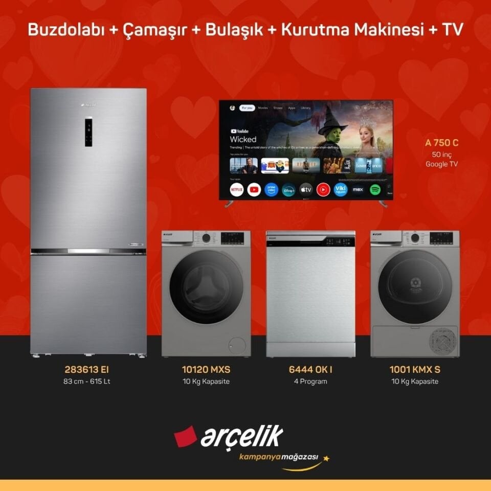 ARÇELİK 5'li Çeyiz Paketi ( 283613 EI - 10120 MXS - 6444 OK I - 1001 KMX S - A 750 C )