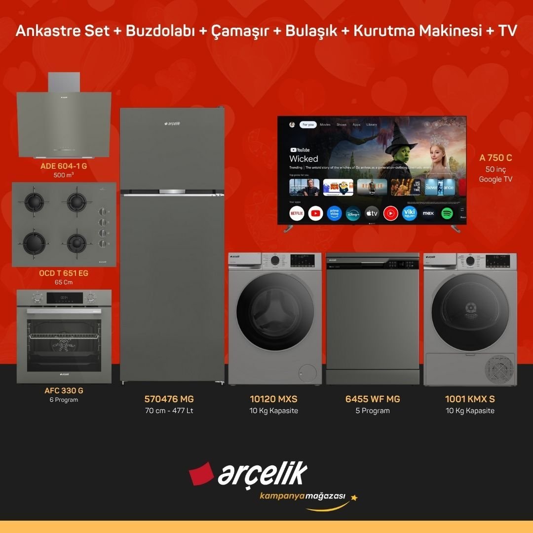 ARÇELİK 8'li Çeyiz Paketi ( 570476 MG - 10120 MXS - 6455 WF MG - 1001 KMX S - A 750 C - ADE 604-1 G - AFC 330 G - OCD T 651 EG )