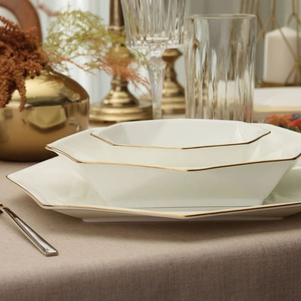 Karaca Fine Pearl Extra Quartz 62 Parça 12 Kişilik Yemek Takımı Gold