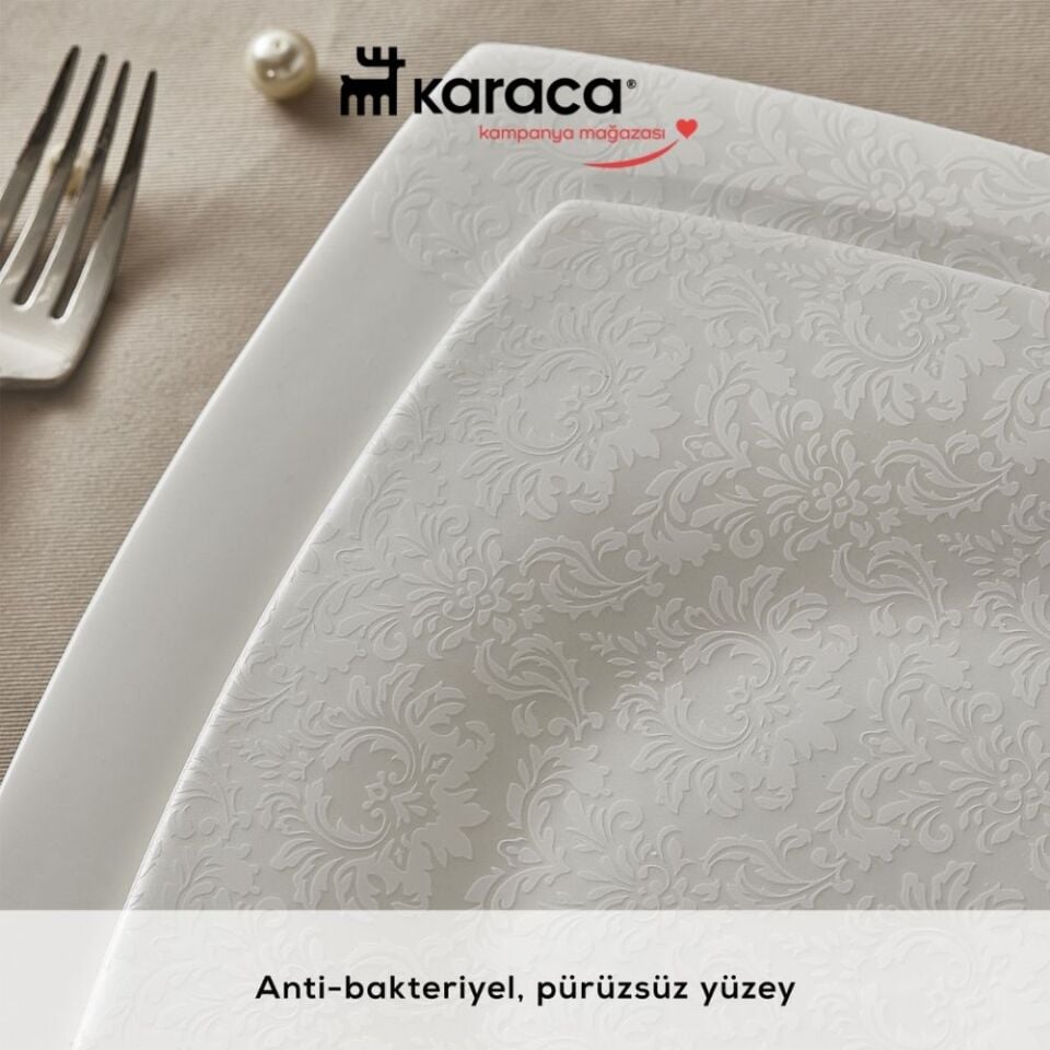 Karaca Fine Pearl Helen 62 Parça 12 Kişilik İnci Kare Yemek Takımı