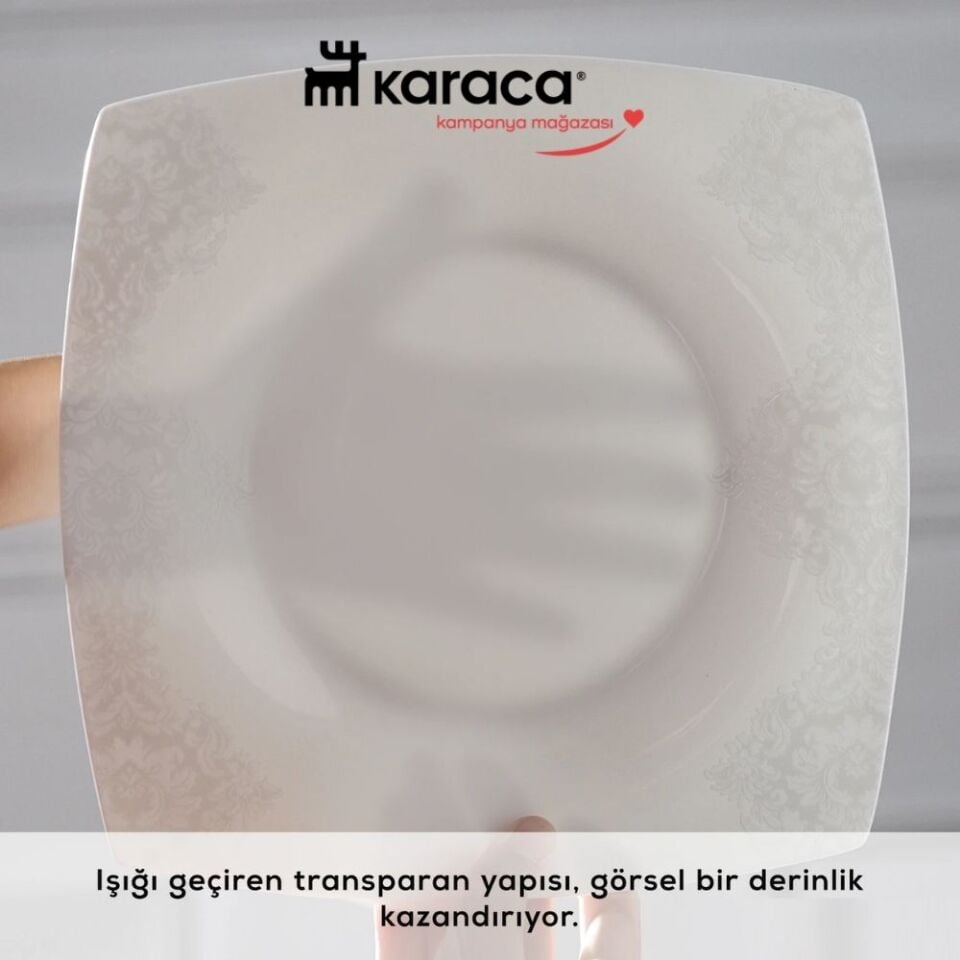 Karaca Fine Pearl Helen 62 Parça 12 Kişilik İnci Kare Yemek Takımı