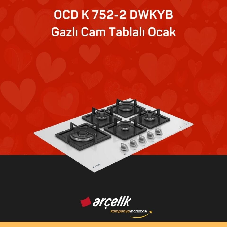 ARÇELİK OCD K 752-2 DWKYB Gazlı Cam Tablalı Ocak