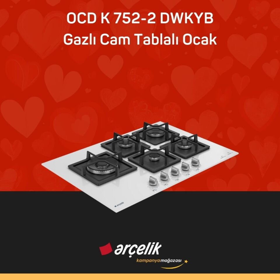 ARÇELİK OCD K 752-2 DWKYB Gazlı Cam Tablalı Ocak