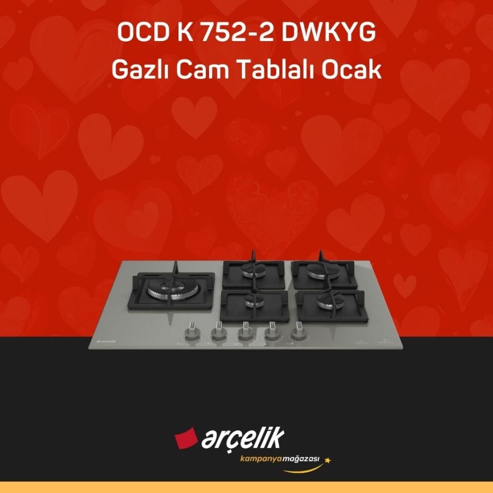 ARÇELİK OCD K 752-2 DWKYG Gazlı Cam Tablalı Ocak