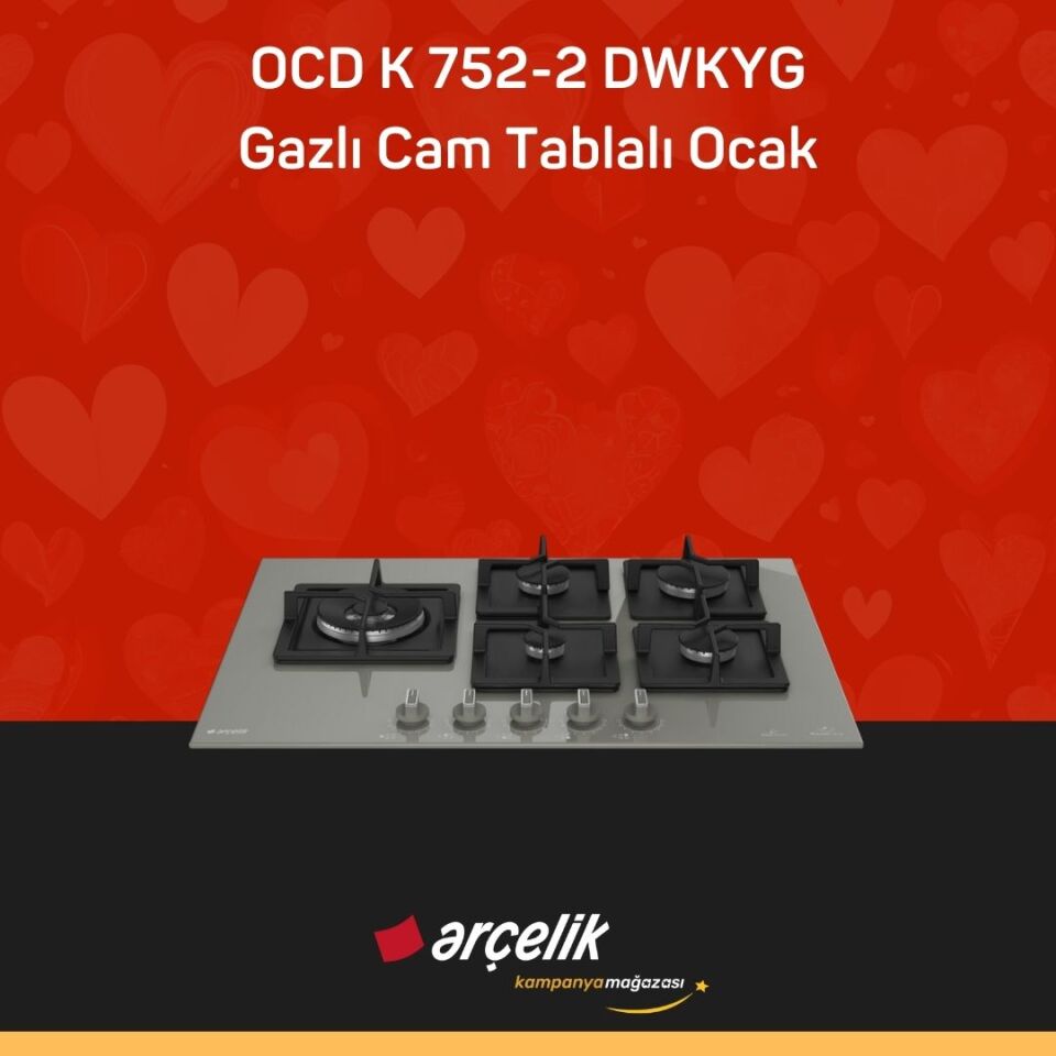ARÇELİK OCD K 752-2 DWKYG Gazlı Cam Tablalı Ocak