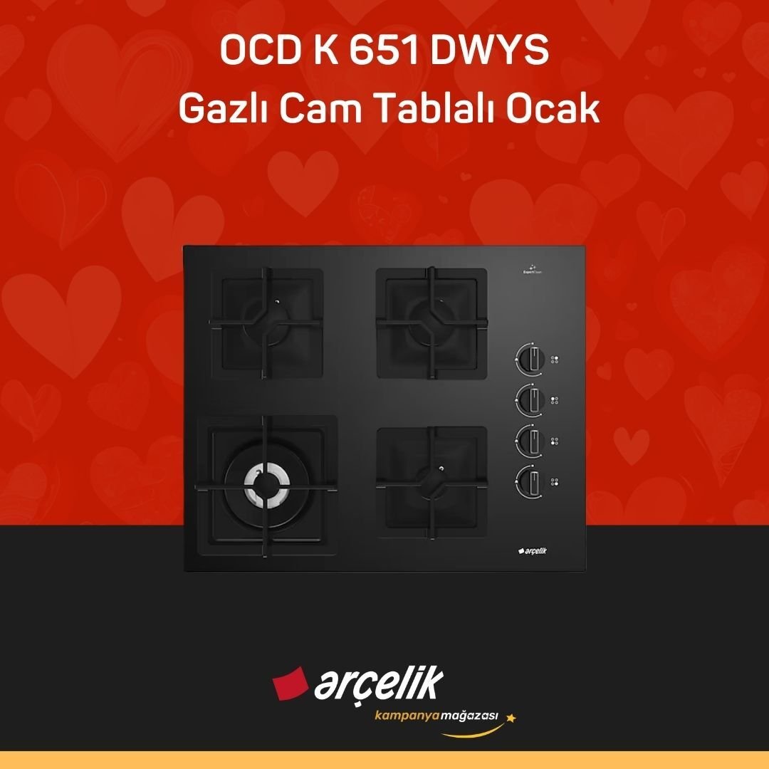 ARÇELİK OCD K 651 DWYS Gazlı Cam Tablalı Ocak