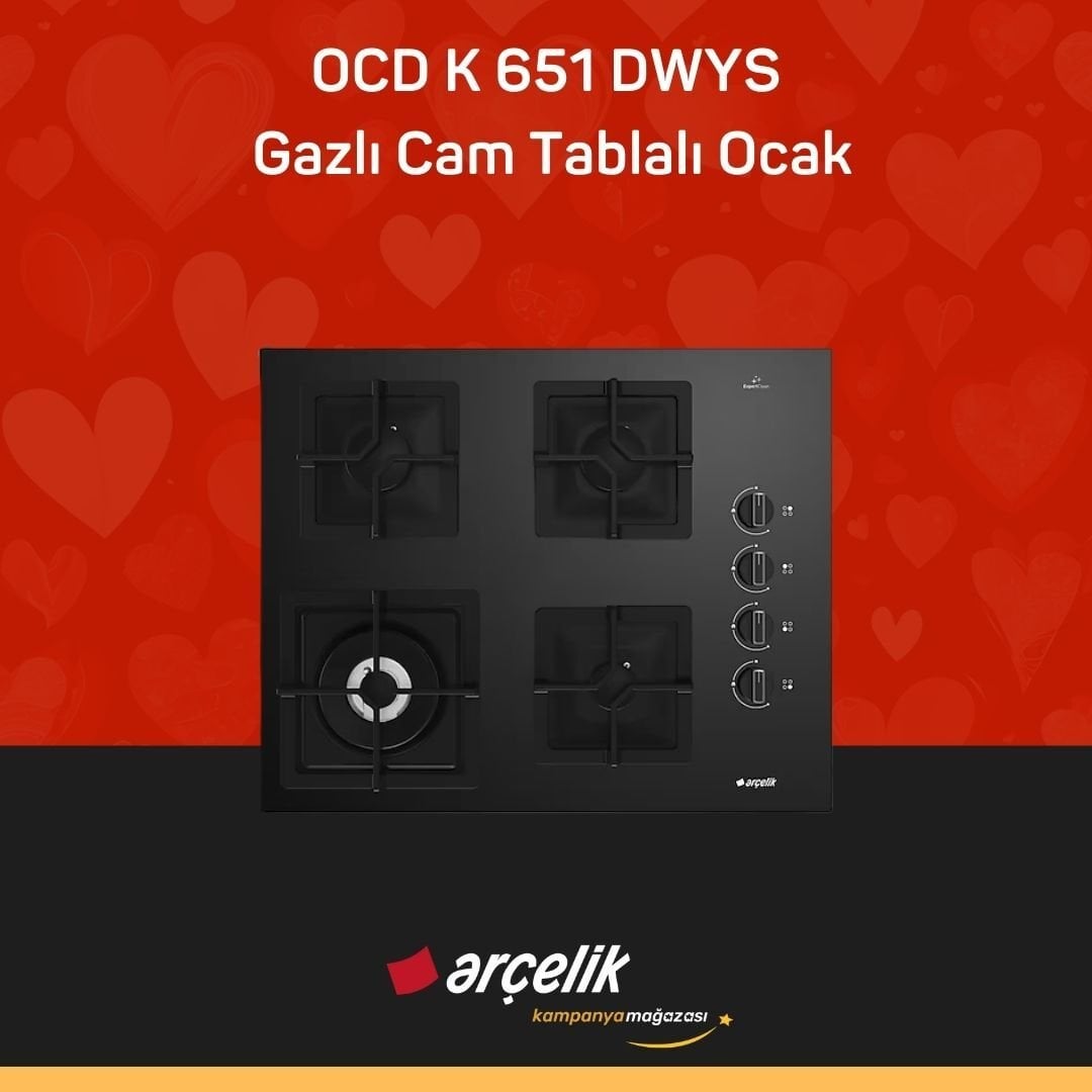 ARÇELİK OCD K 651 DWYS Gazlı Cam Tablalı Ocak