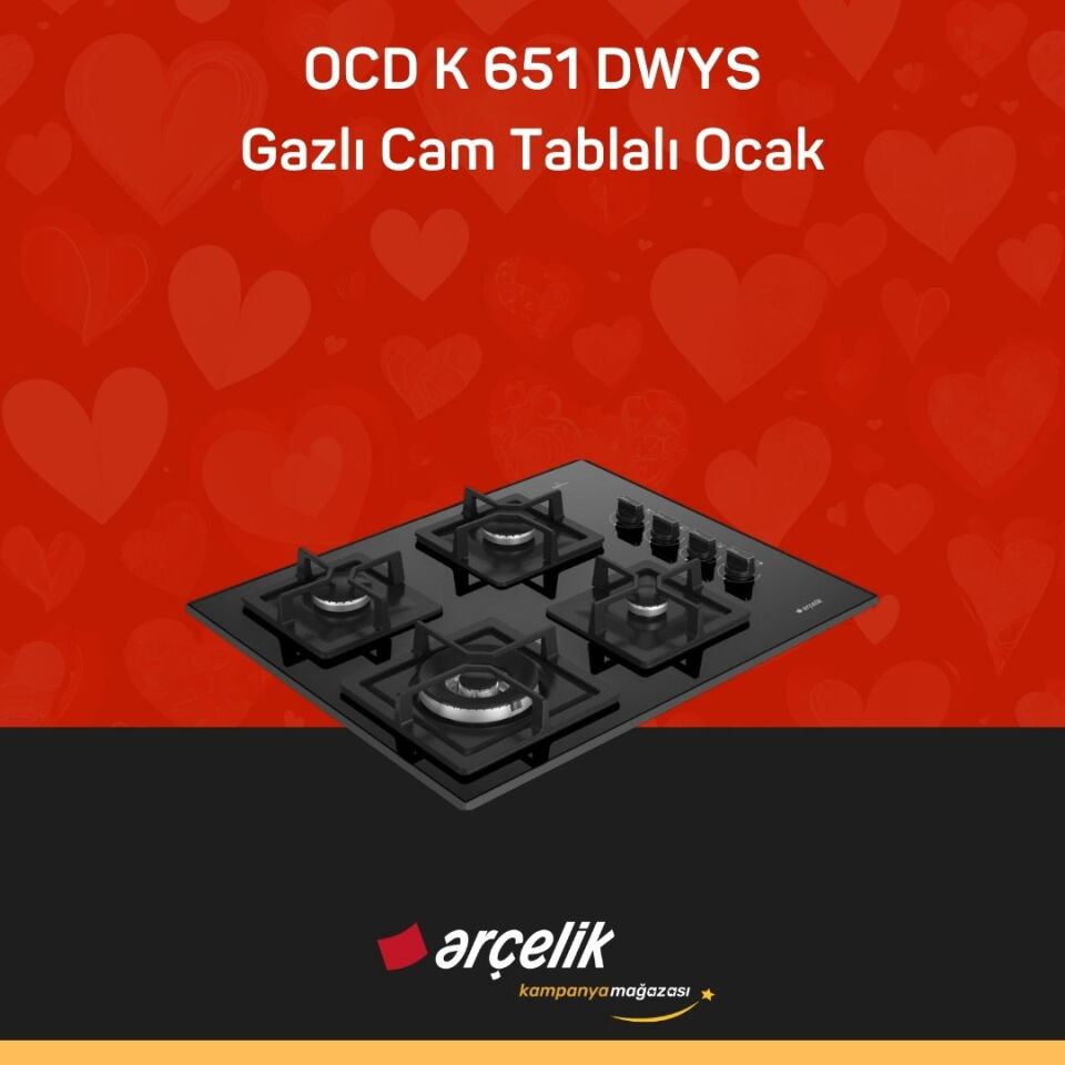 ARÇELİK OCD K 651 DWYS Gazlı Cam Tablalı Ocak