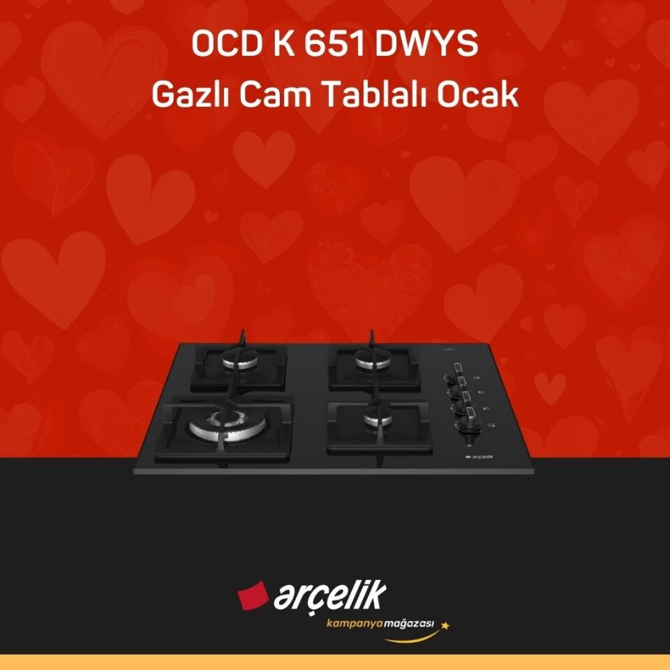 ARÇELİK OCD K 651 DWYS Gazlı Cam Tablalı Ocak