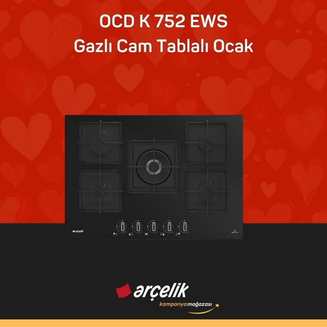 ARÇELİK OCD K 752 EWS Gazlı Cam Tablalı Ocak