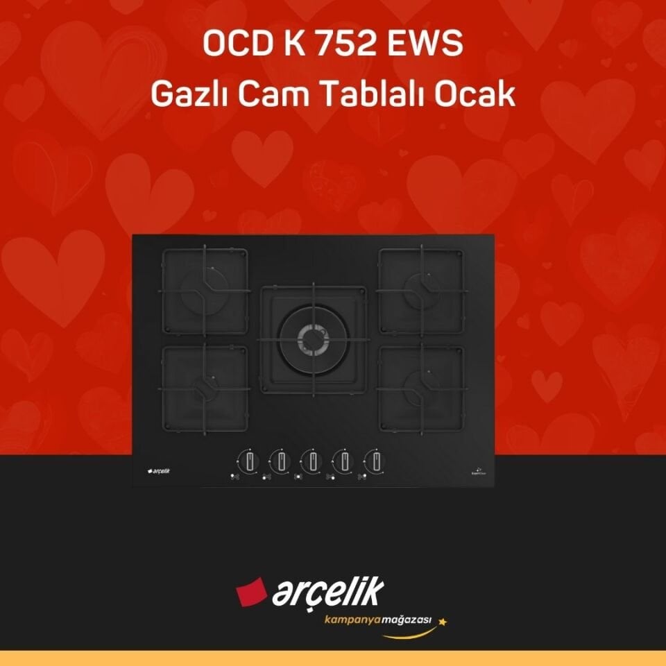 ARÇELİK OCD K 752 EWS Gazlı Cam Tablalı Ocak