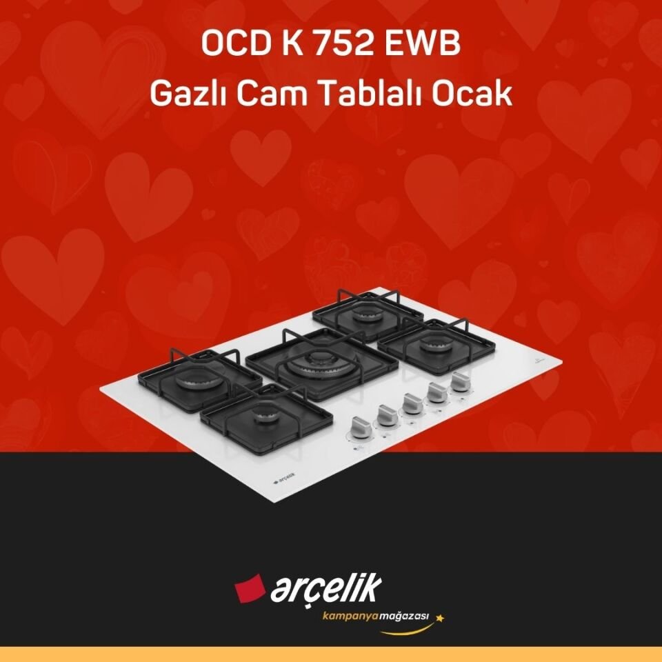 ARÇELİK OCD K 752 EWB Gazlı Cam Tablalı Ocak