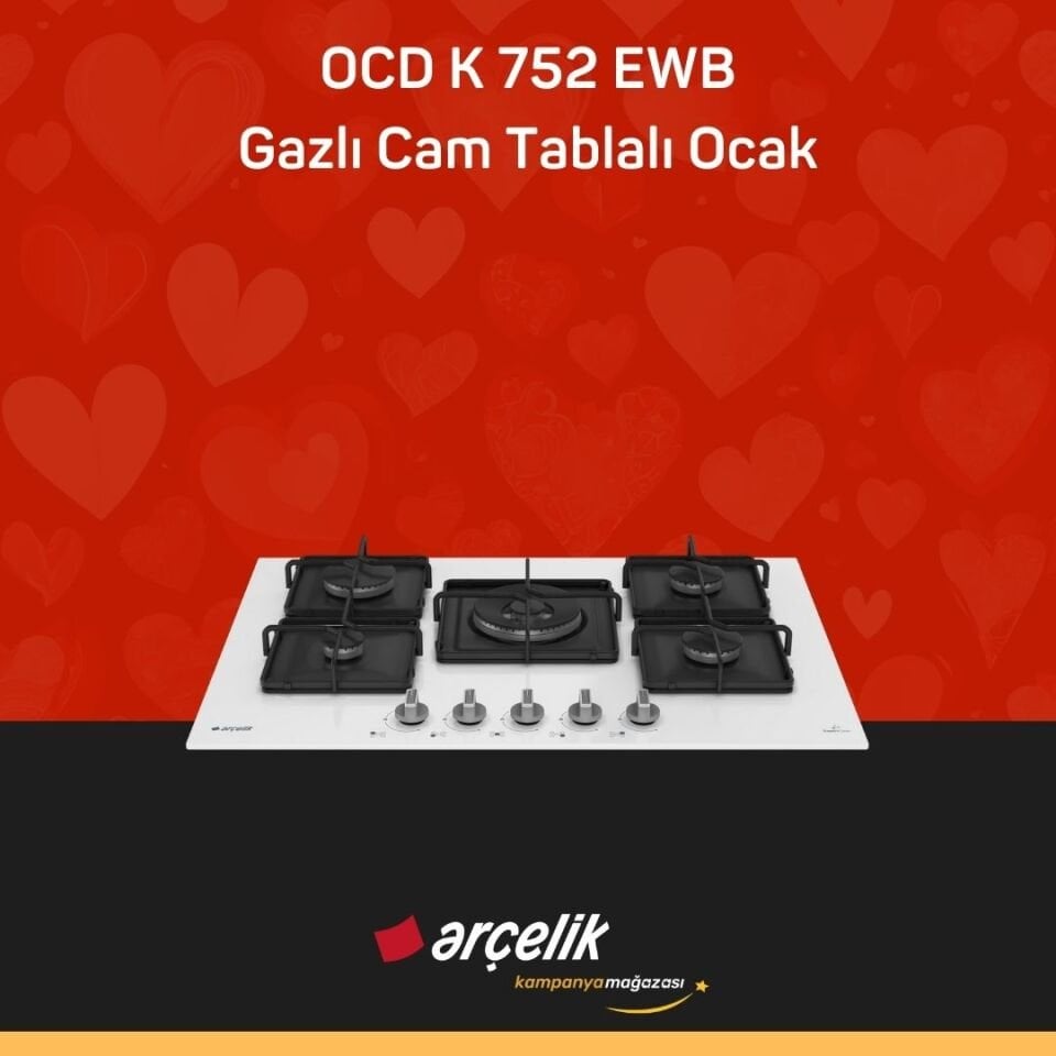 ARÇELİK OCD K 752 EWB Gazlı Cam Tablalı Ocak