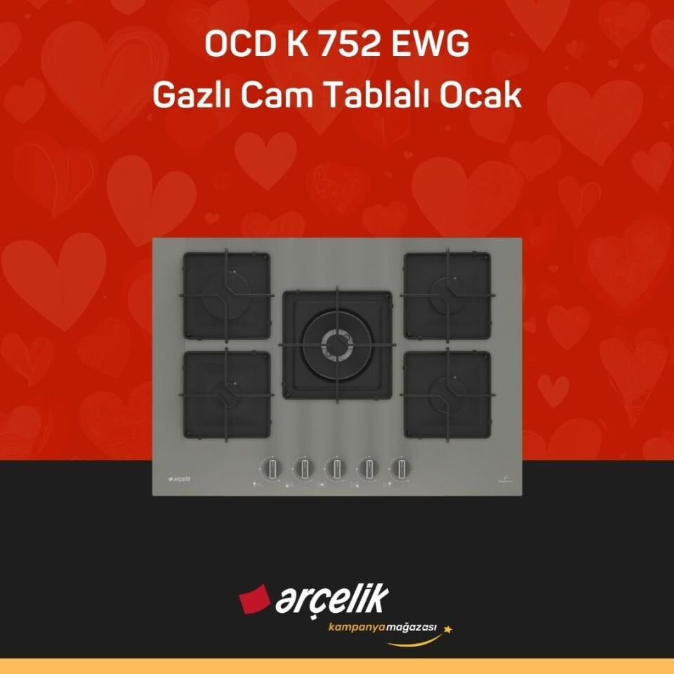 ARÇELİK OCD K 752 EWG Gazlı Cam Tablalı Ocak