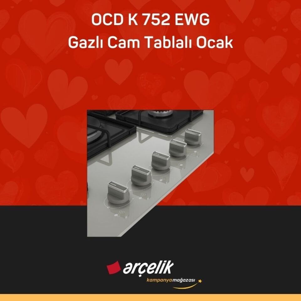 ARÇELİK OCD K 752 EWG Gazlı Cam Tablalı Ocak