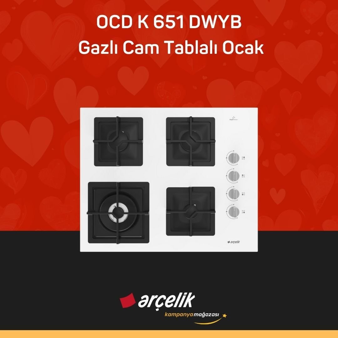 ARÇELİK OCD K 651 DWYB Gazlı Cam Tablalı Ocak